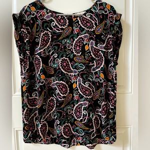 Loft Outlet Paisley Shell Blouse Black W/Multi Petit Large
